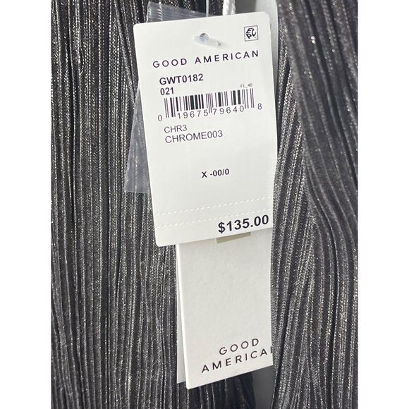 Good American Chrome Lamé Plissé Button Shirt - Picture 6 of 9